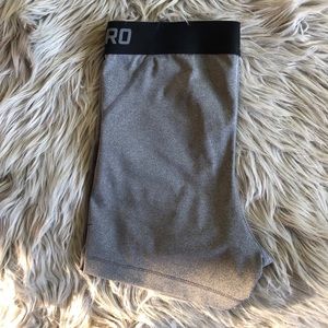 gray nike pro spandex shorts